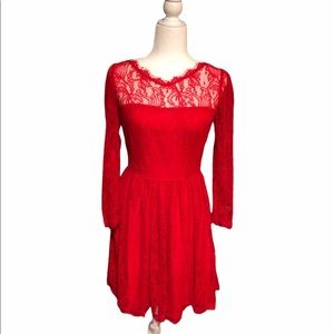 Juicy Couture Red Lace Overlay Dress Size 6
